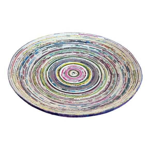 Handmade Other - Handmade Upcycled Magazine Paper Basket Plate Multicolored 10.5" Dia X 2"